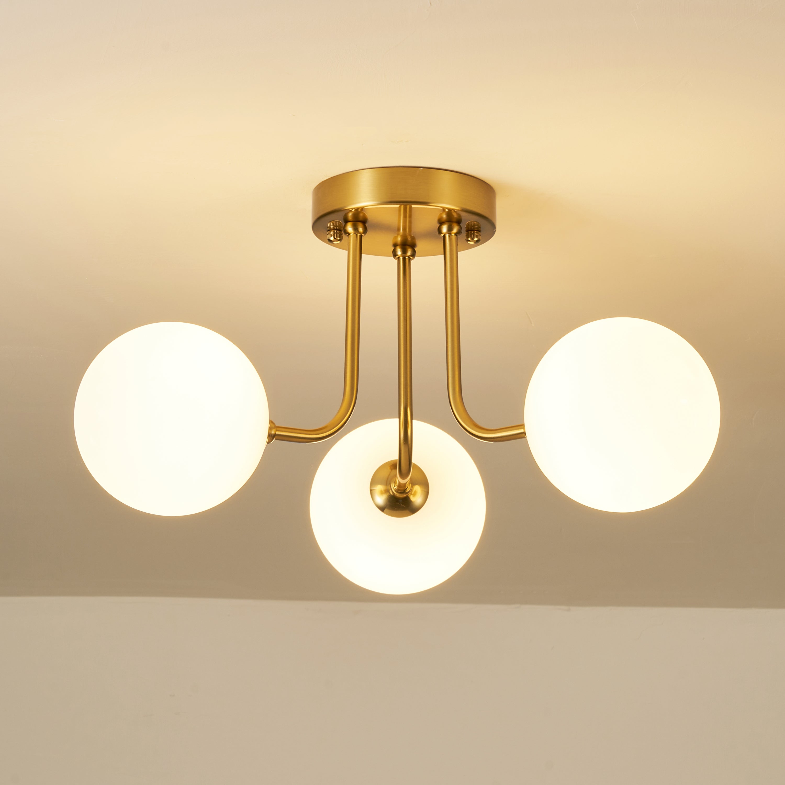 Hauspro Houston Gold Modern Ceiling 3 Light Globe Shades