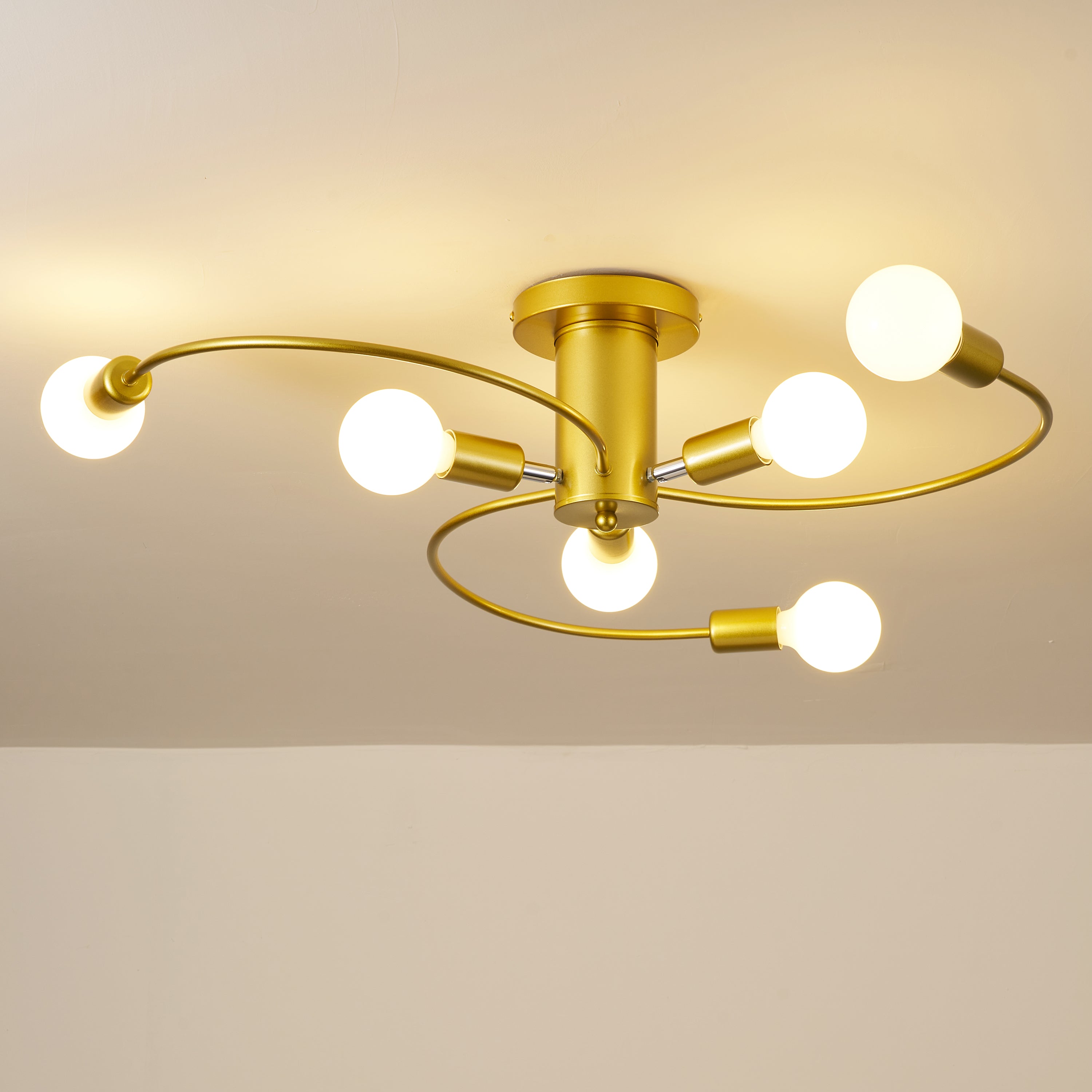 Hauspro Dallas Gold Swirl 6 Way Modern Ceiling Light