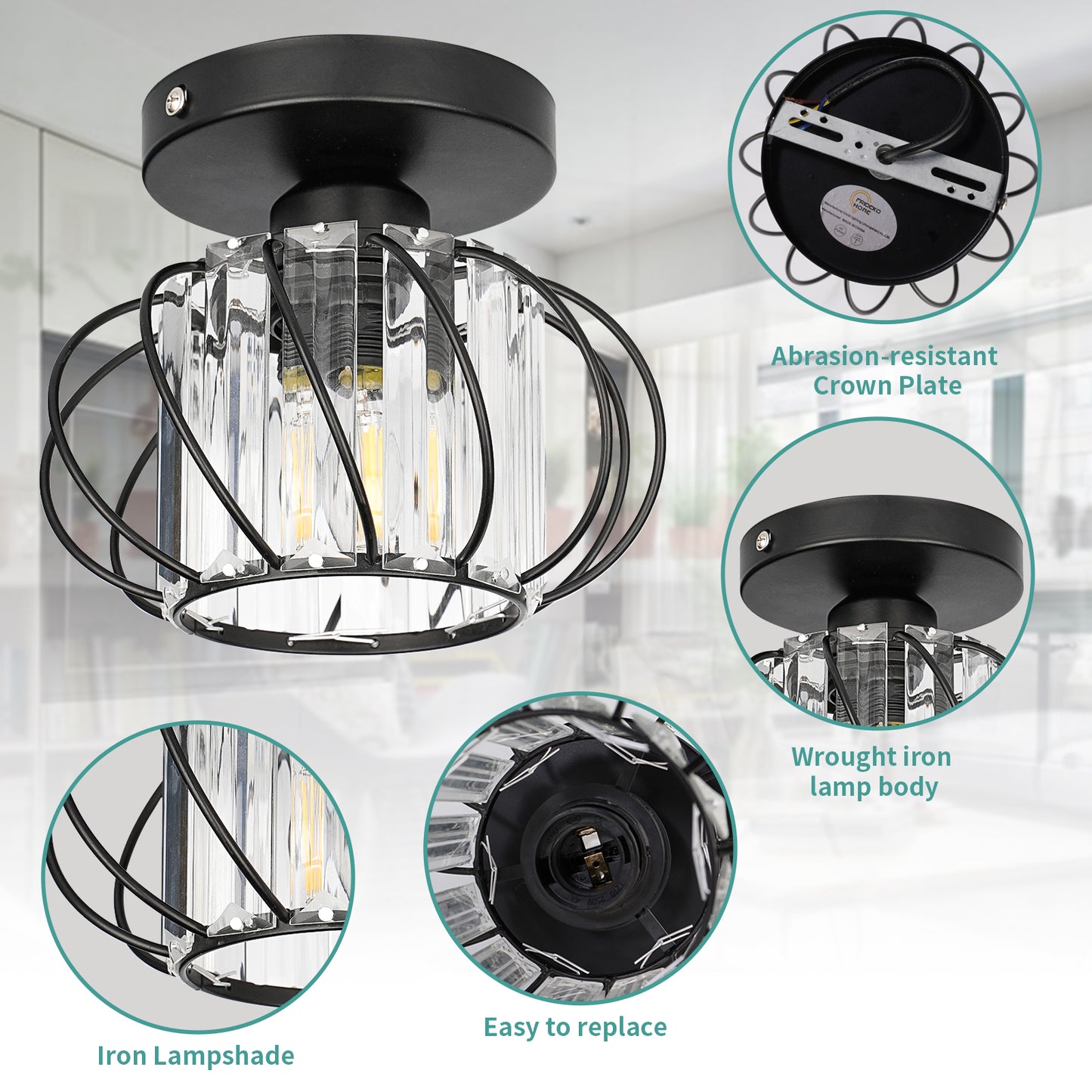 Hauspro Frankfurt 2 Pack Industrial Ceiling Light Black (Twin Pack)