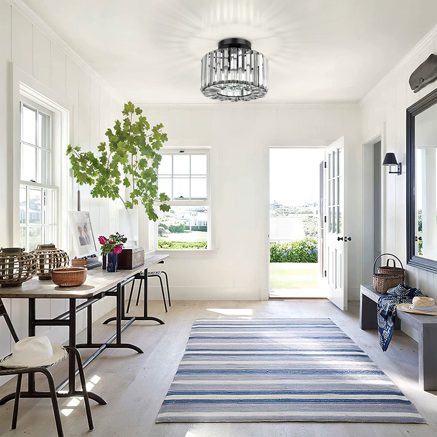 Hauspro New York Crystal Ceiling Chandelier Light Black