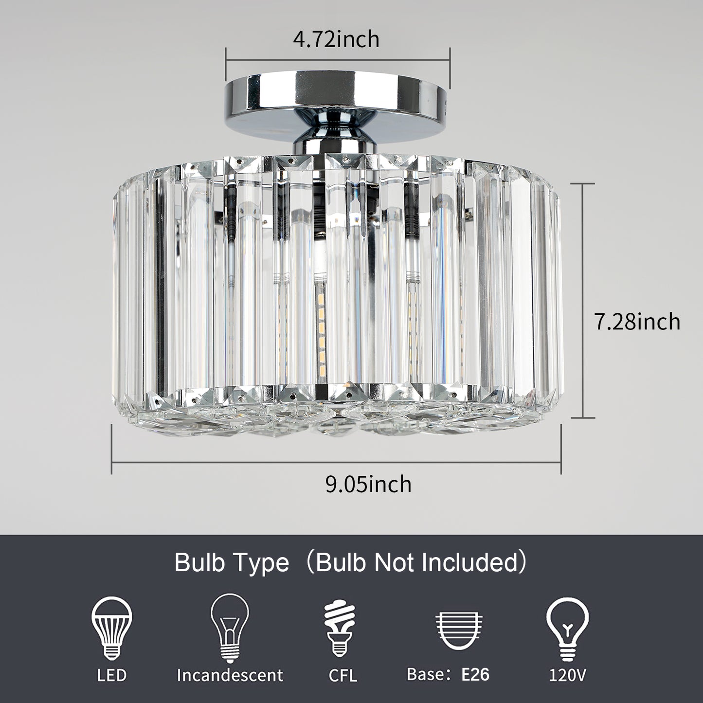 Hauspro New York Crystal Ceiling Chandelier Light Silver