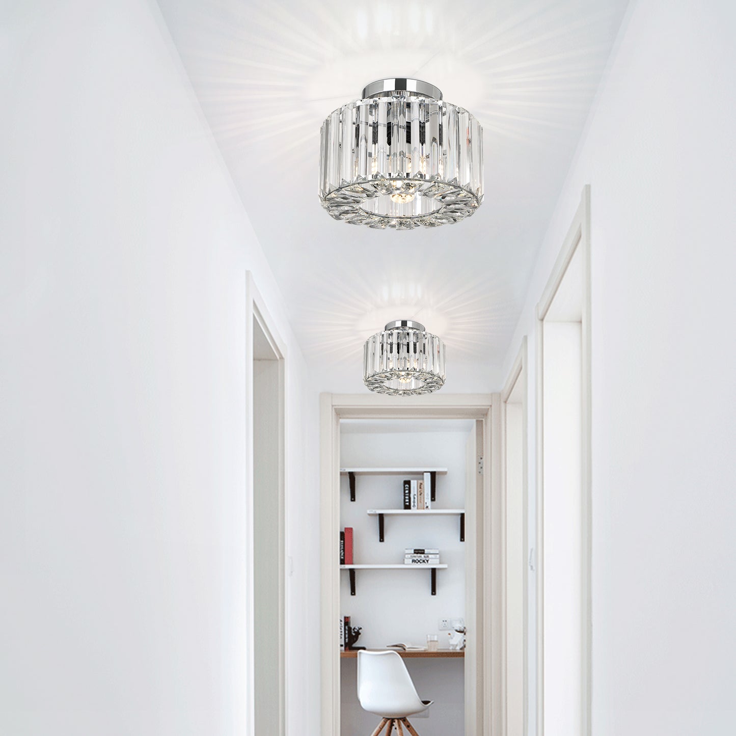 Hauspro New York Crystal Ceiling Chandelier Light Silver