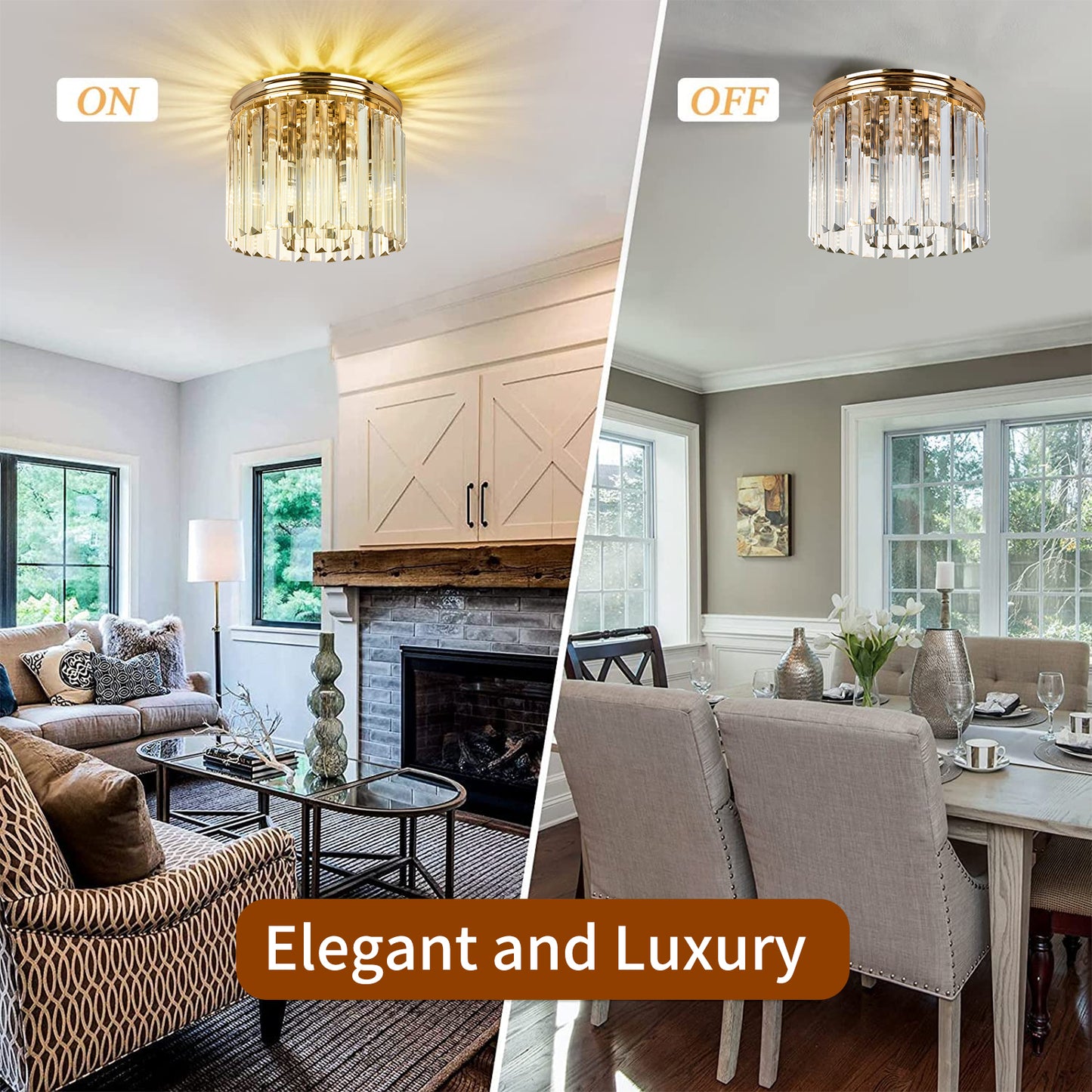 Hauspro Rome Chandelier Crystal Ceiling Light Gold
