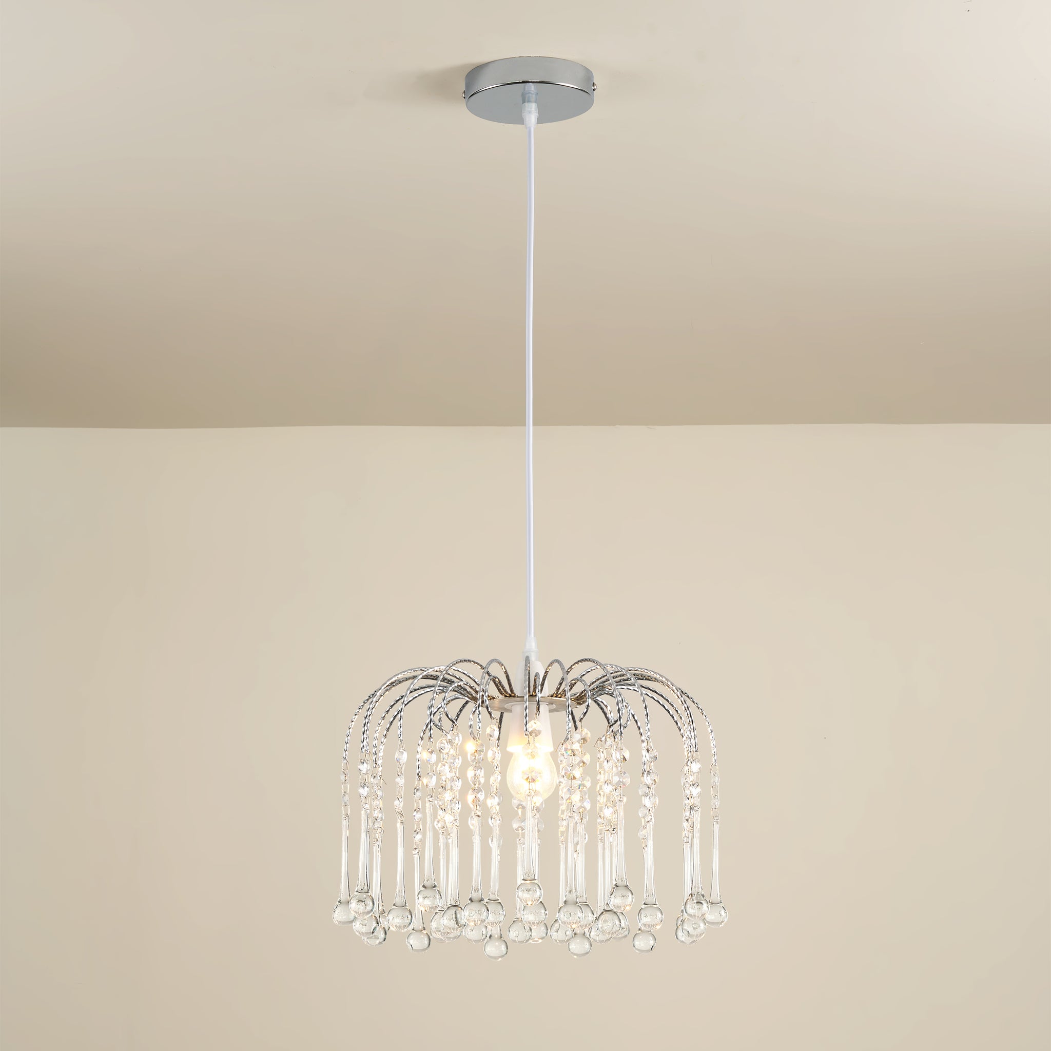 Hauspro Prague Luxury Chandelier Teardrop Silver Acrylic Pendant Light Lamp Shade