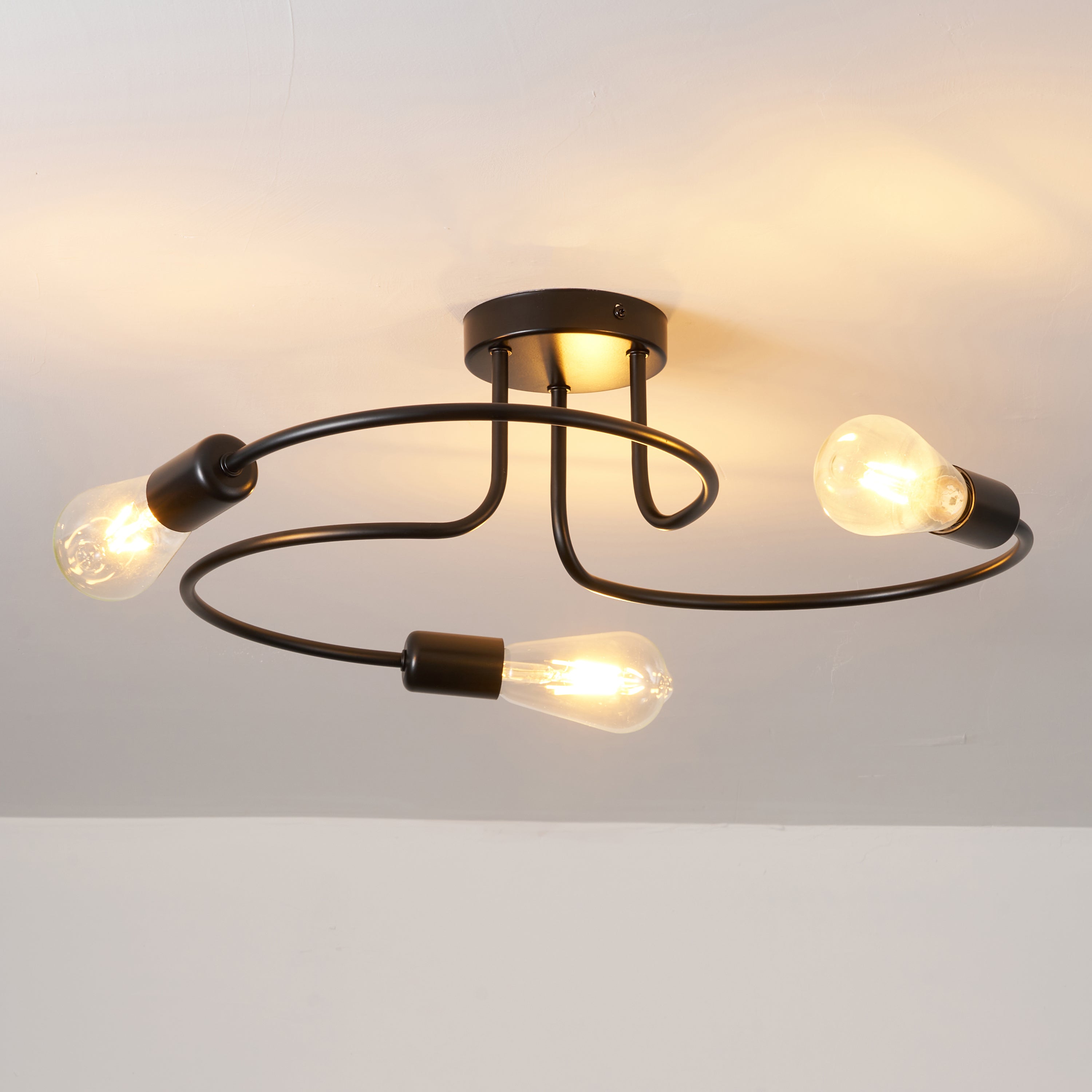 Hauspro Seattle Black Swirl 3 Way Modern Industrial Ceiling Light
