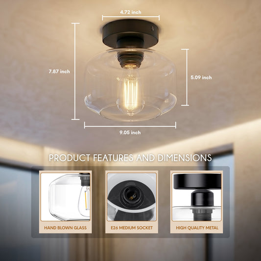 Hauspro Boston Globe Semi Flush Modern Ceiling Light