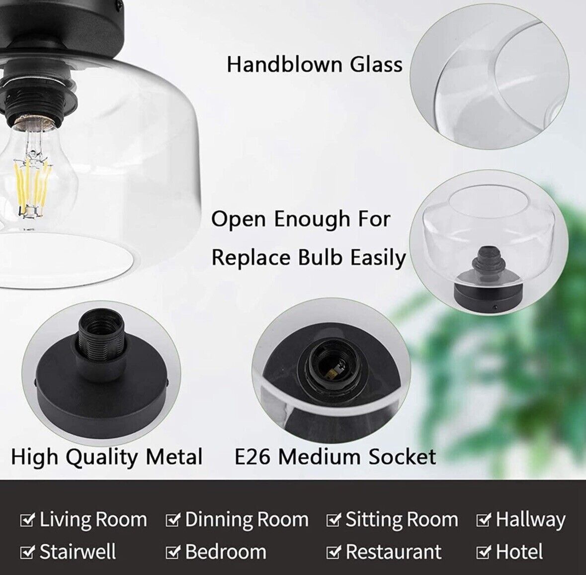 Hauspro Boston Globe Semi Flush Modern Ceiling Light