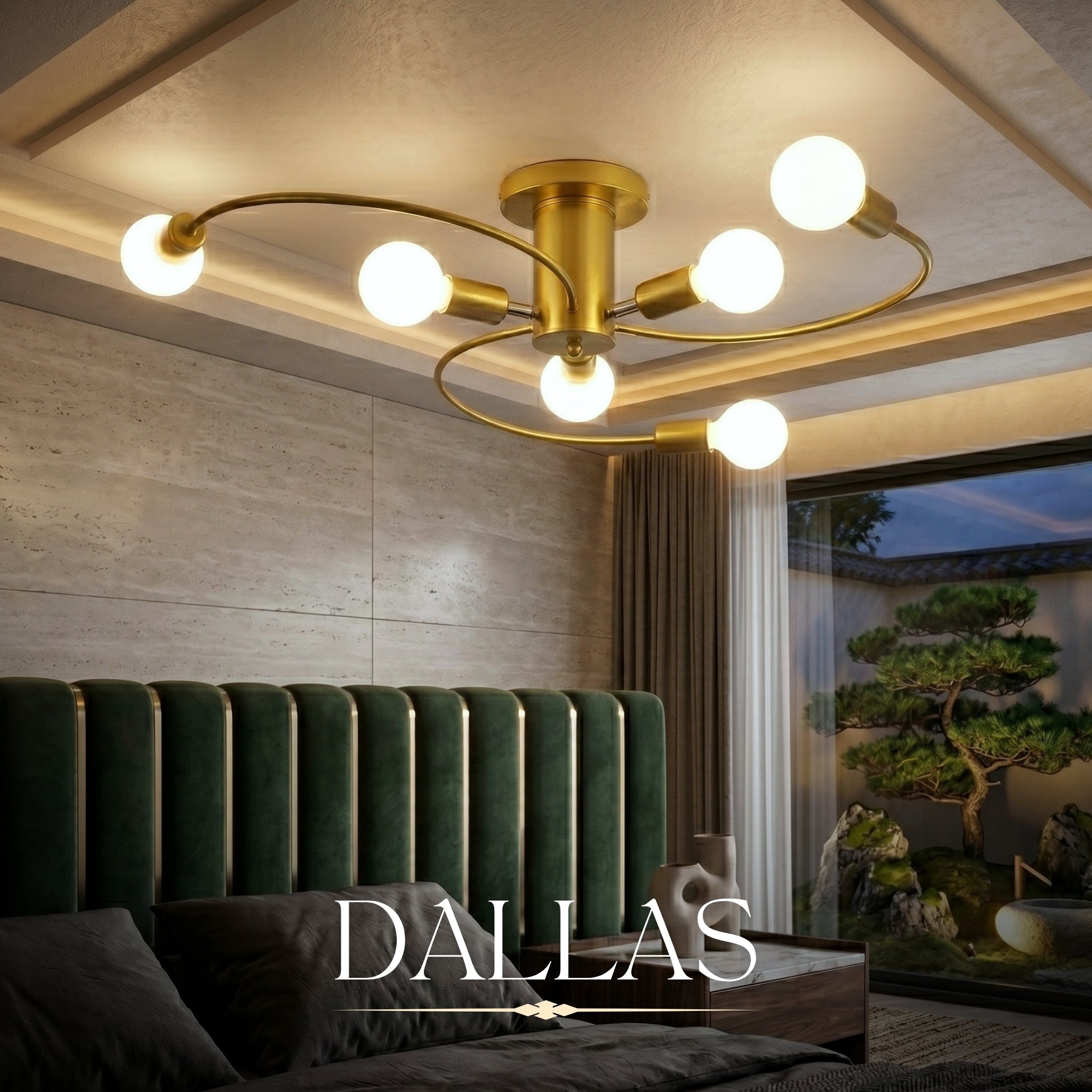 Hauspro Dallas Gold Swirl 6 Way Modern Ceiling Light
