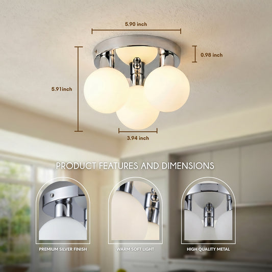 Hauspro Denver Modern LED Chrome 3 Way Globe Ceiling Light