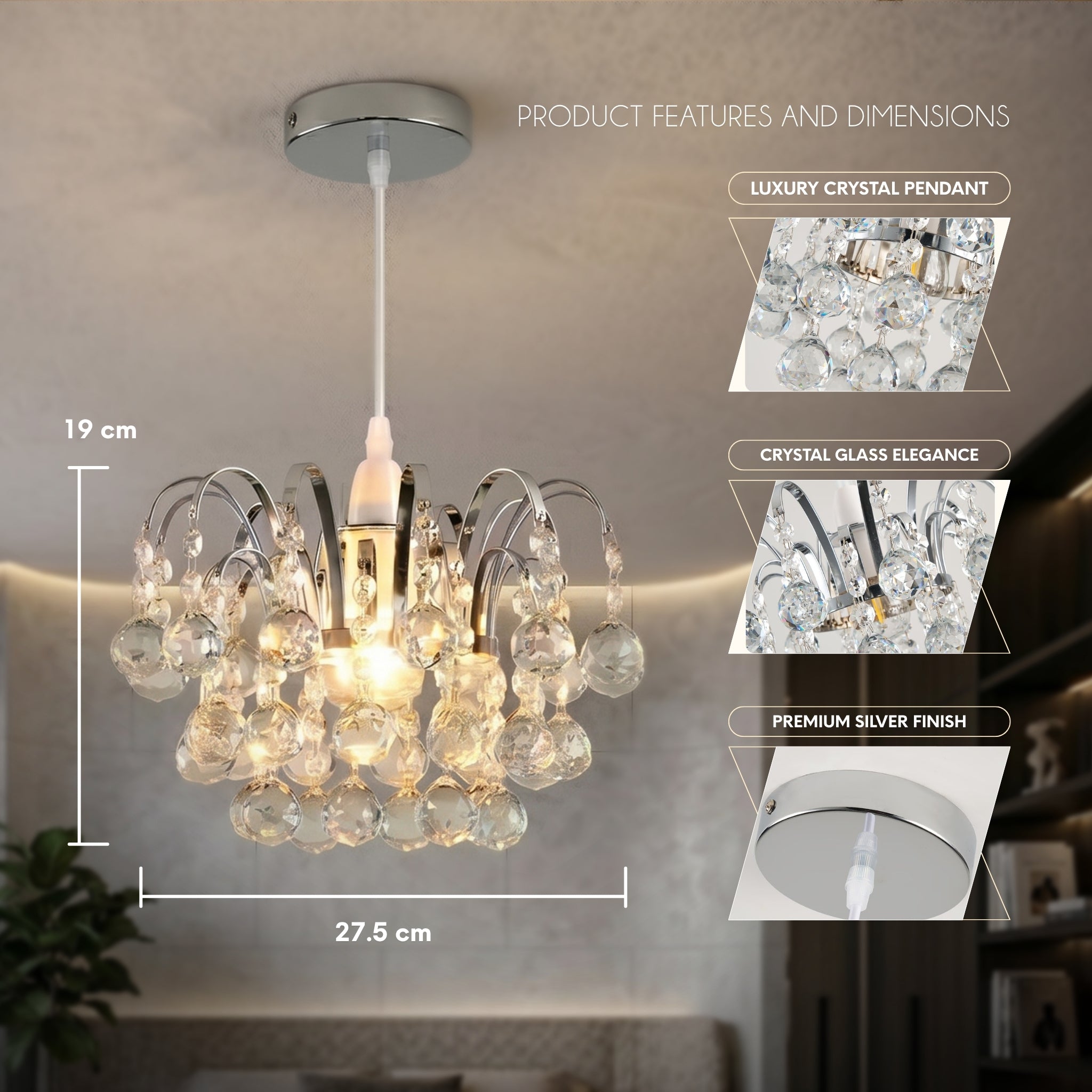 Hauspro Florence Modern Crystal Ball Chandelier Light Lamp Shade