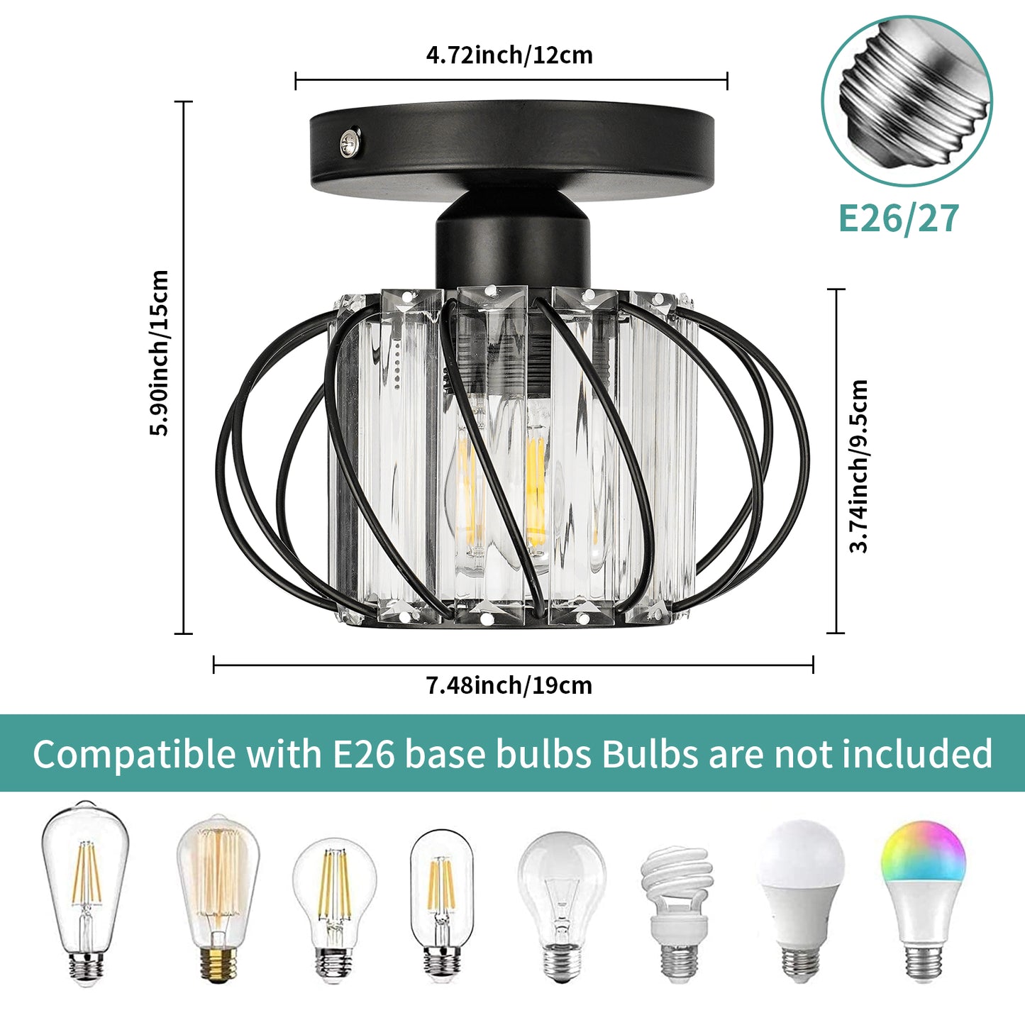 Hauspro Frankfurt 2 Pack Industrial Ceiling Light Black (Twin Pack)