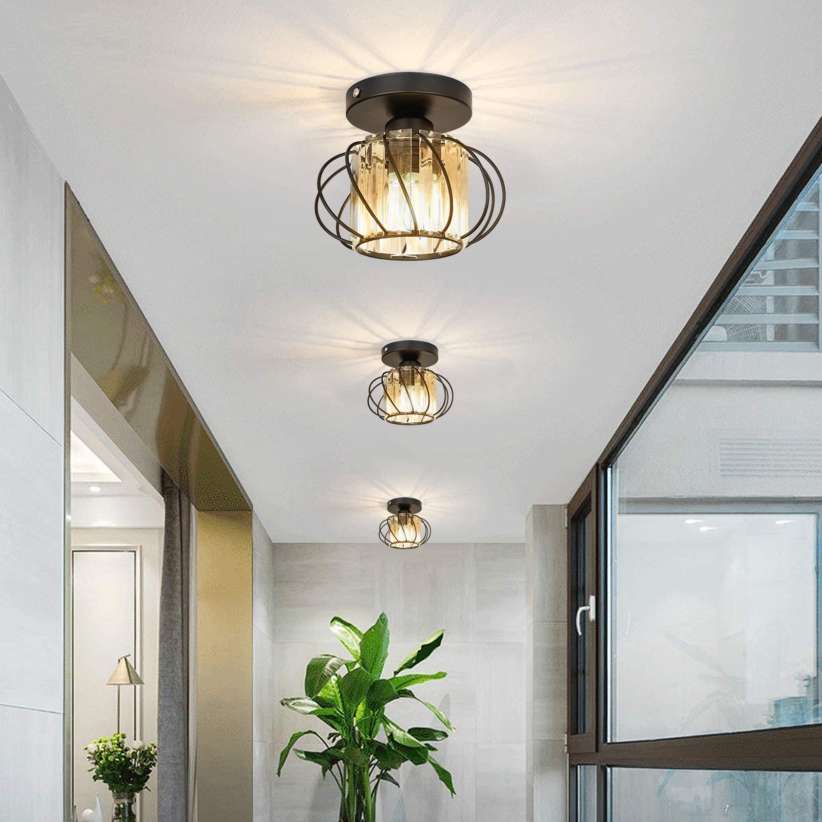 Hauspro Frankfurt 2 Pack Industrial Ceiling Light Black (Twin Pack)