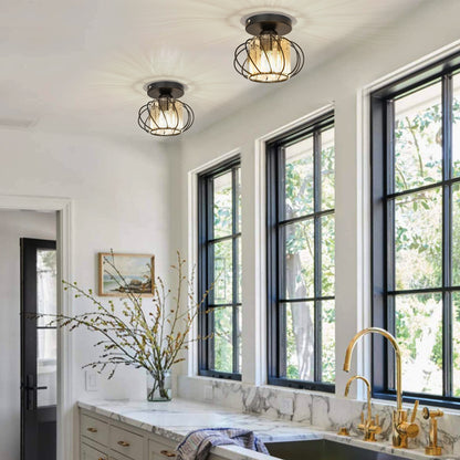Hauspro Frankfurt 2 Pack Industrial Ceiling Light Black (Twin Pack)