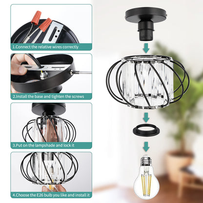 Hauspro Frankfurt 2 Pack Industrial Ceiling Light Black (Twin Pack)