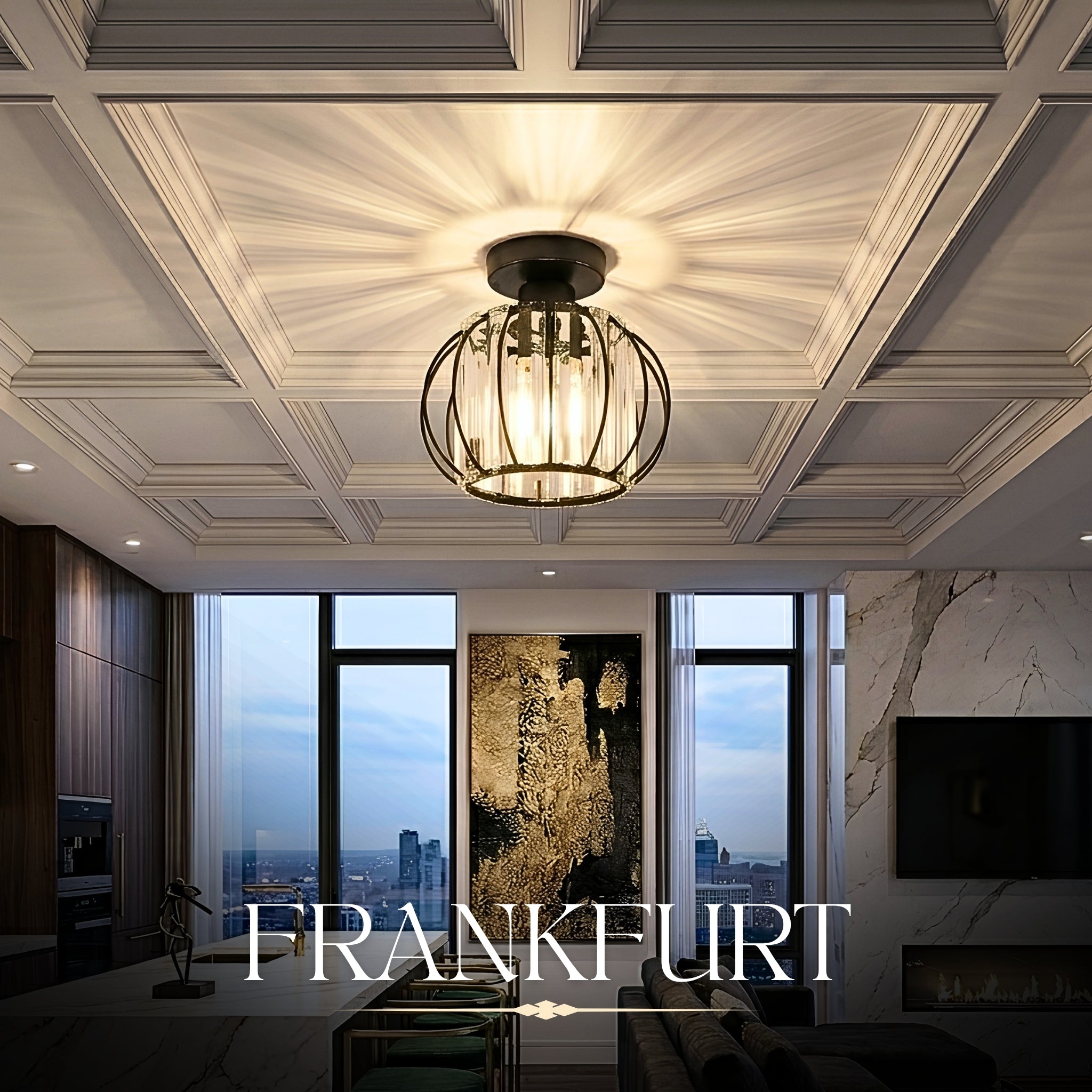 Hauspro Frankfurt 2 Pack Industrial Ceiling Light Black (Twin Pack)