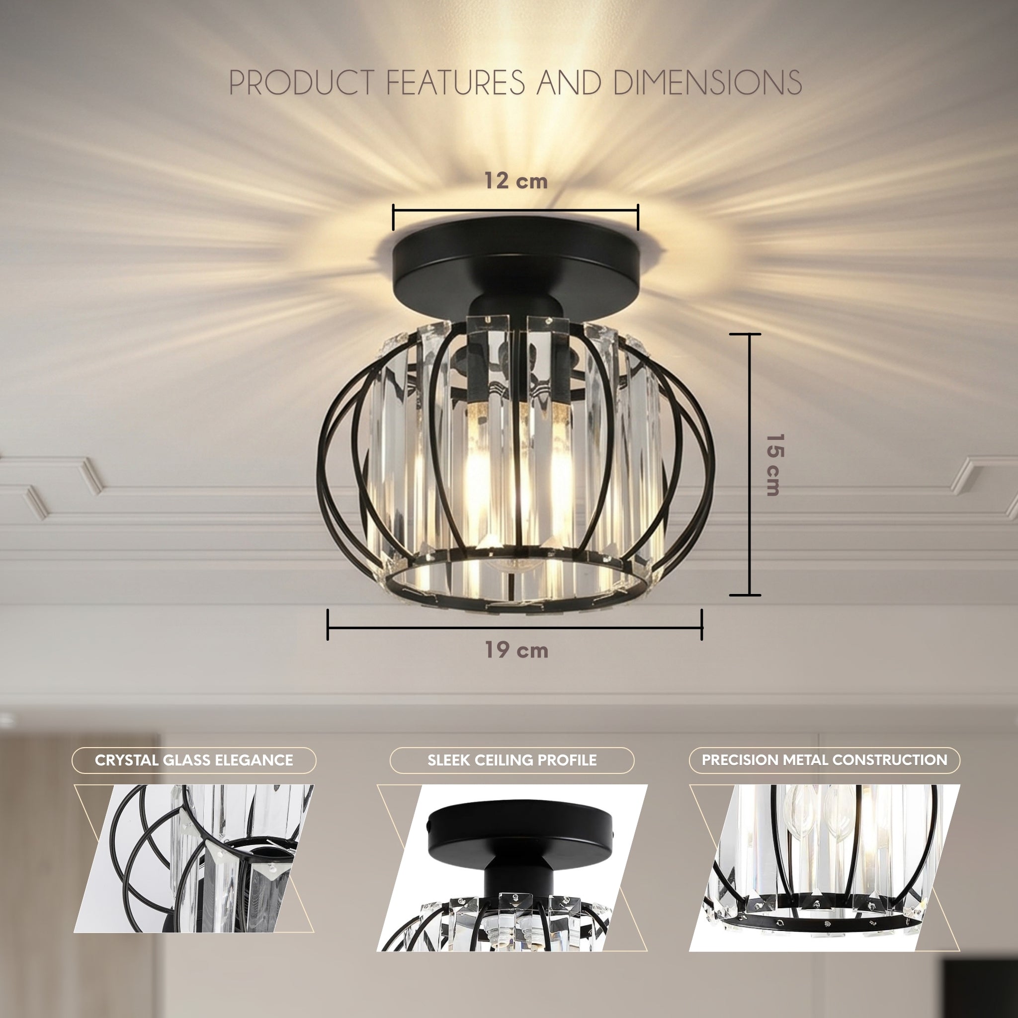 Hauspro Frankfurt 2 Pack Industrial Ceiling Light Black (Twin Pack)
