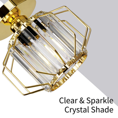 Hauspro Milan Gold Modern Geometric Style Flush Crystal Ceiling Light