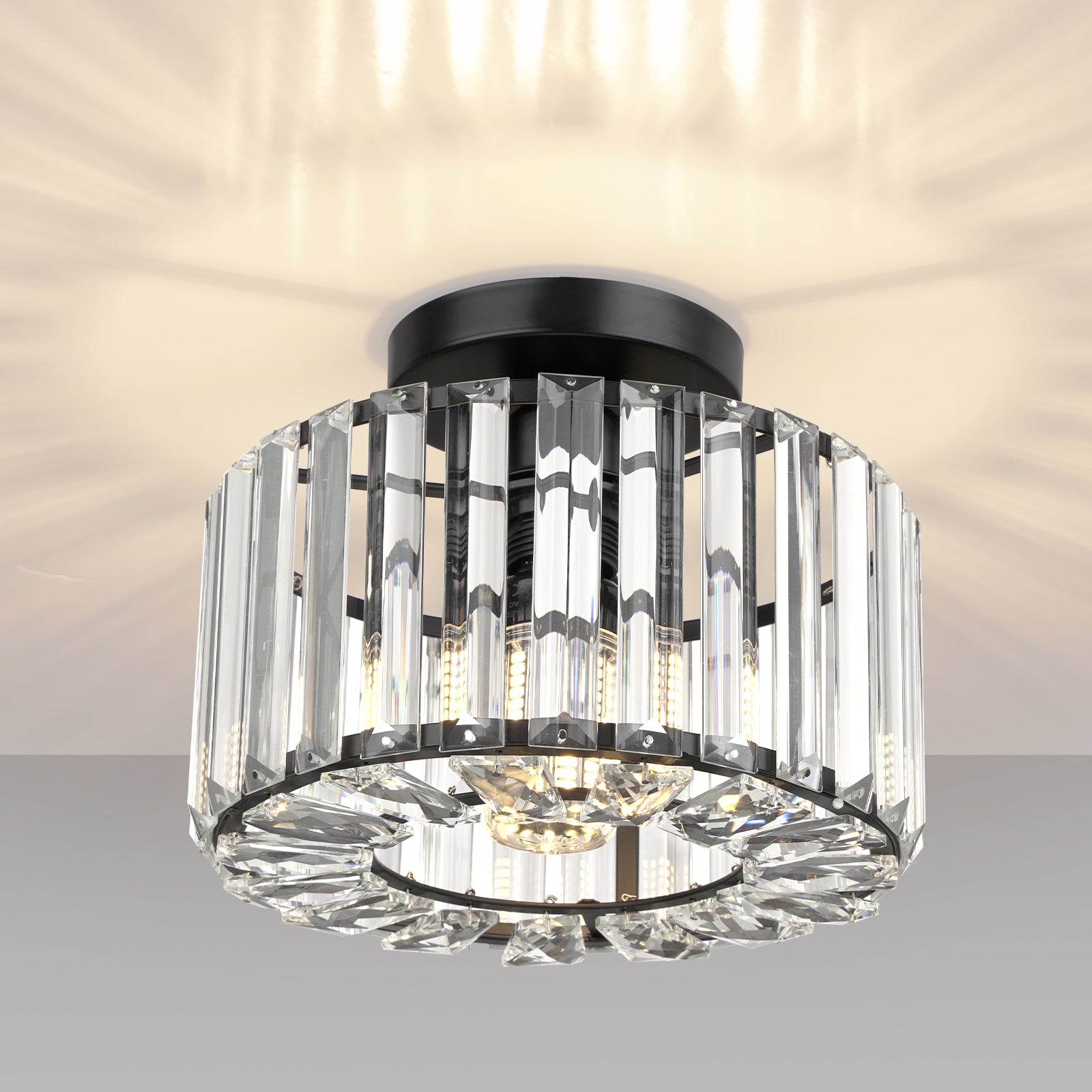 Hauspro New York Crystal Ceiling Chandelier Light Black