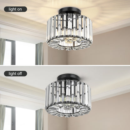 Hauspro New York Crystal Ceiling Chandelier Light Black