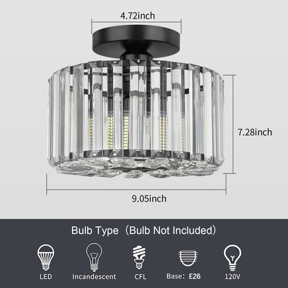 Hauspro New York Crystal Ceiling Chandelier Light Black