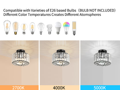 Hauspro New York Crystal Ceiling Chandelier Light Black