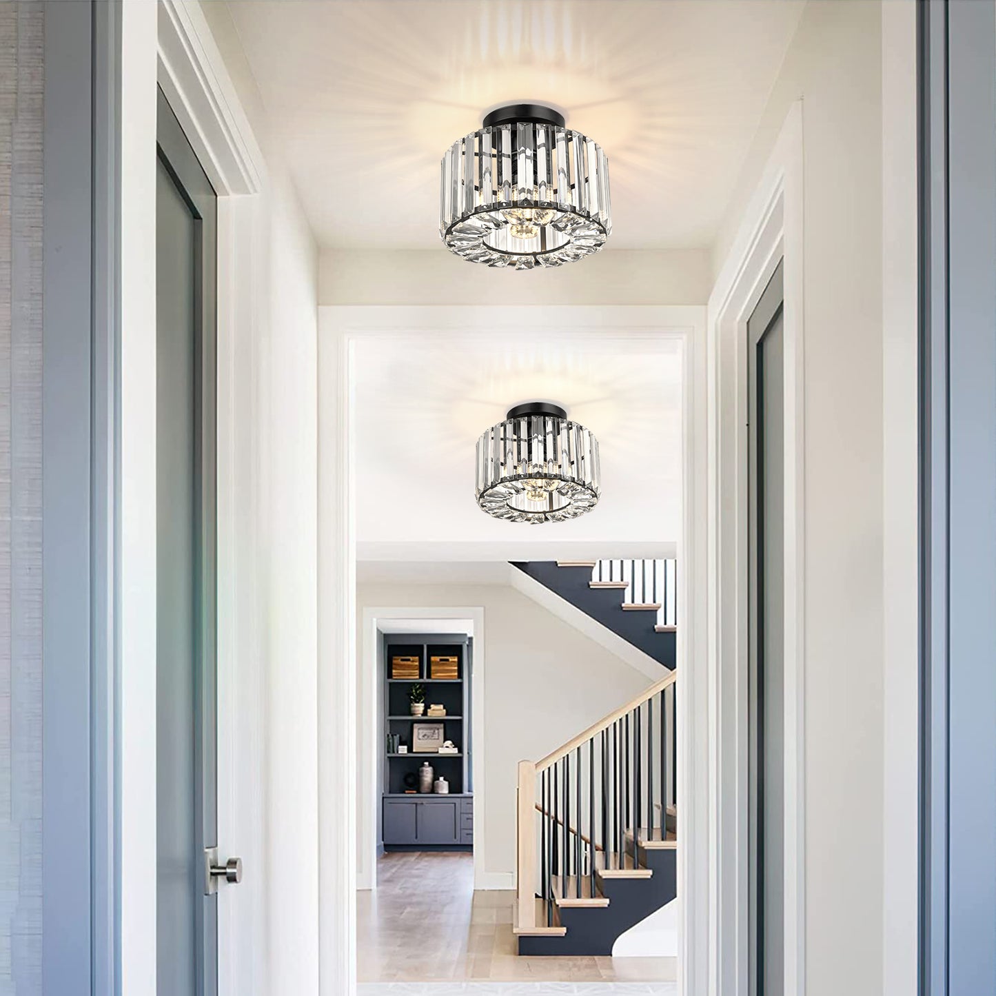 Hauspro New York Crystal Ceiling Chandelier Light Black