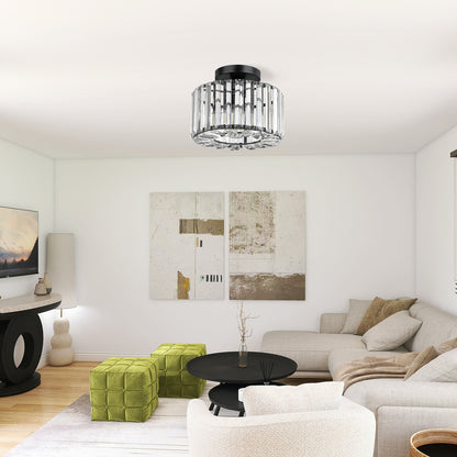 Hauspro New York Crystal Ceiling Chandelier Light Black