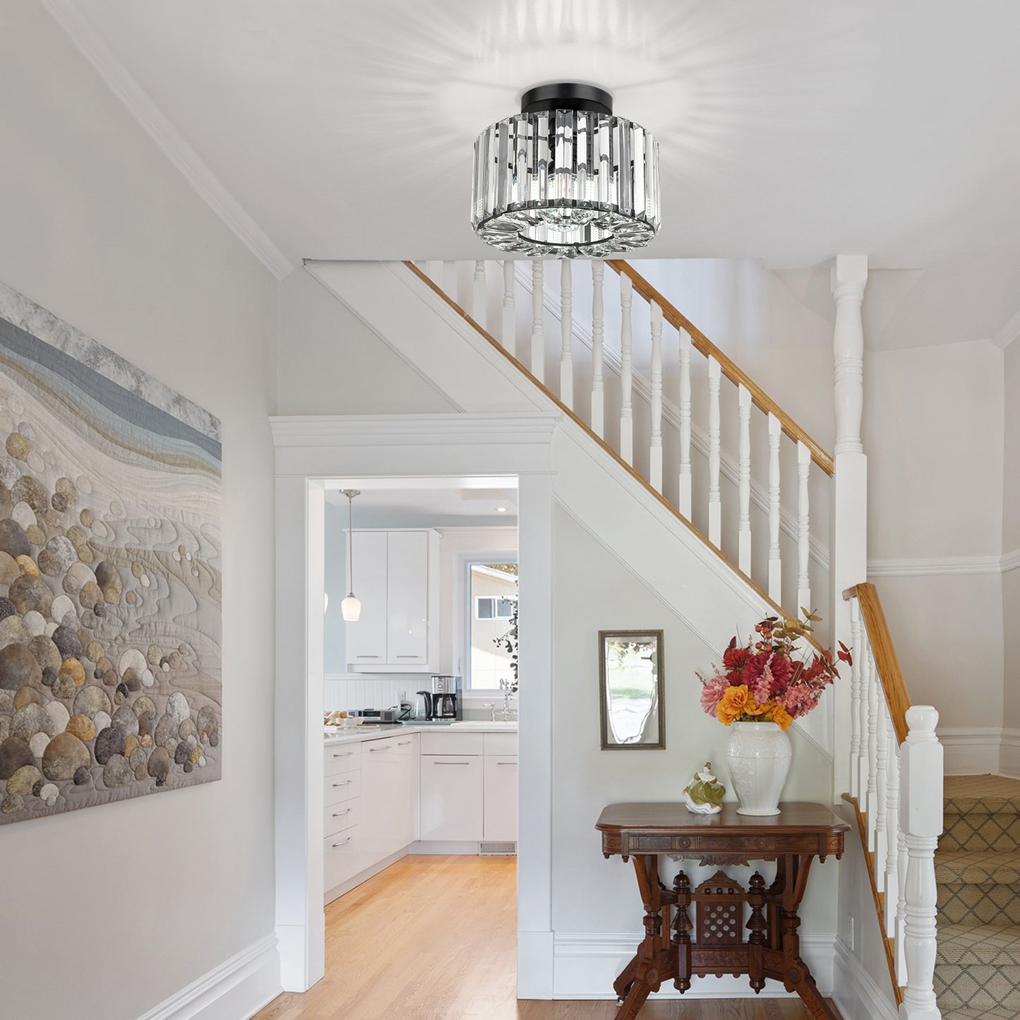 Hauspro New York Crystal Ceiling Chandelier Light Black