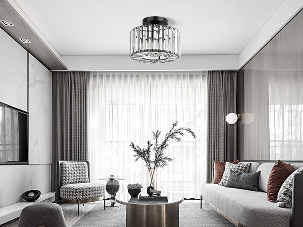 Hauspro New York Crystal Ceiling Chandelier Light Black