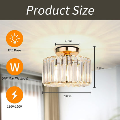 Hauspro New York Crystal Ceiling Chandelier Light Gold