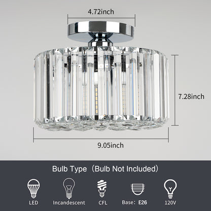 Hauspro New York Crystal Ceiling Chandelier Light Silver