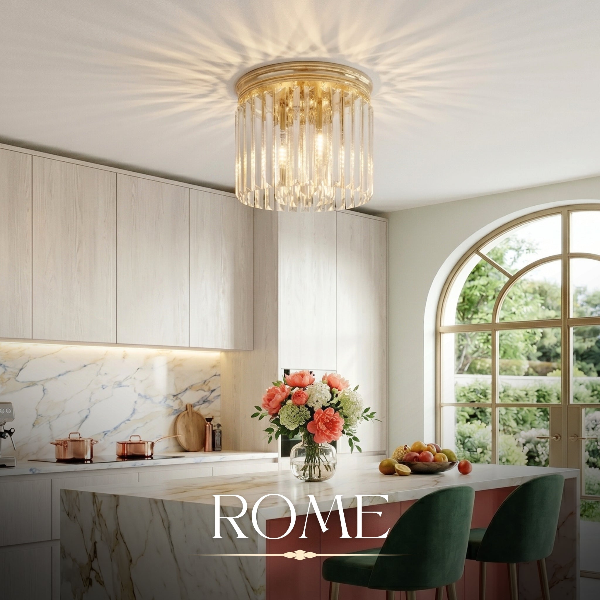 Hauspro Rome Chandelier Crystal Ceiling Light Gold