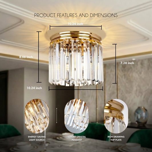 Hauspro Rome Chandelier Crystal Ceiling Light Gold