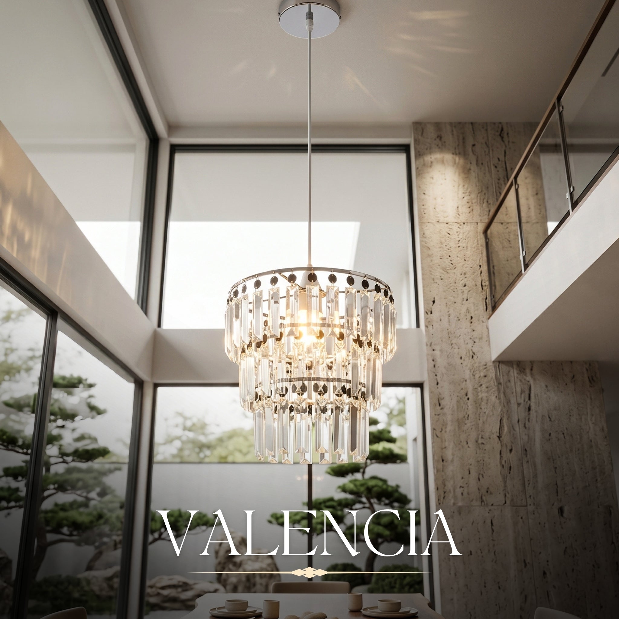 Hauspro Valencia 3 Tier Luxury Crystal Silver Chandelier Light Lamp Shade