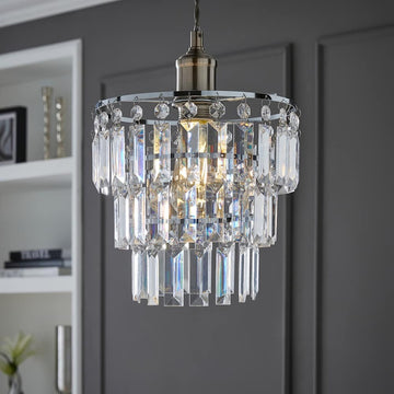 Hauspro Valencia 3 Tier Luxury Crystal Silver Chandelier Light Lamp Shade